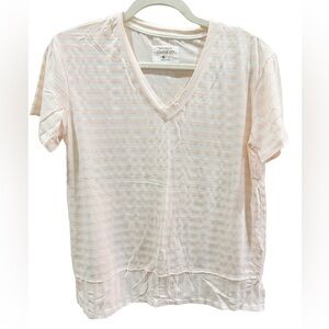 Southcott Threads Stripe V-Neck Tee Size 1 Small Made in USA